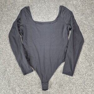 Lululemon Wundermost Ultra-Soft Nulu Square-Neck‎ Long-Sleeve Bodysuit XL Black